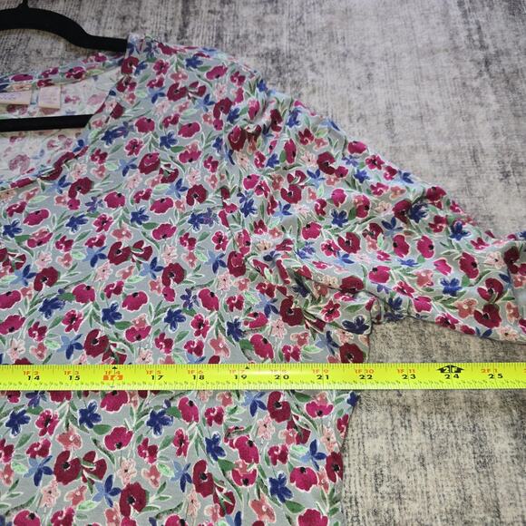 Logo Lori Goldstein Tunic Top Womens 2XL Floral Super Soft Lace Hem Stretch Boho - Picture 8 of 11